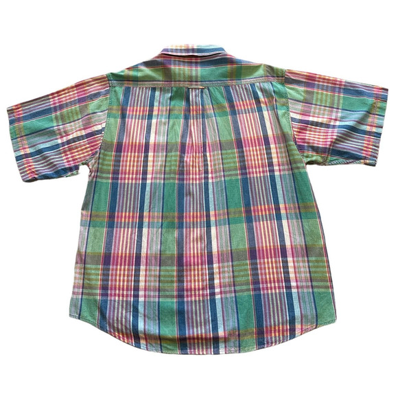 Vintage Marc Lewis Pastel Plaid Short Sleeve Button Down, Size L - Picture 2 of 7